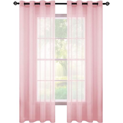 2 Panneaux Rideaux Voilages À Oeillets En Effet Lin Voilage Fenêtre Transparent Rideau Salon Moderne Voilage Long Décor Cuisine Chambre Enfant Balcon Bébé Rose 140x280 Cm