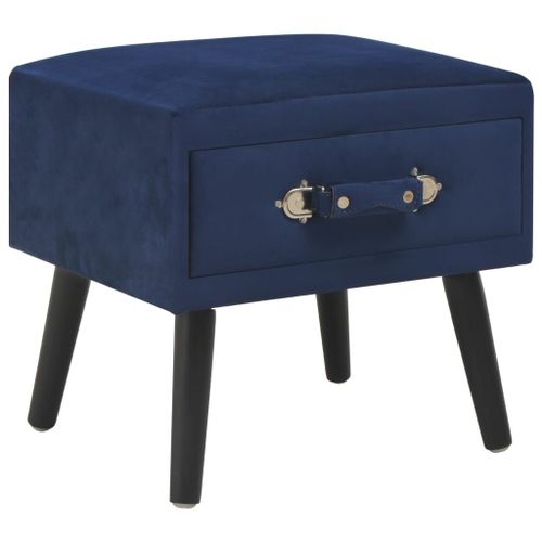 Table De Chevet Bleu 40x35x40 Cm Velours