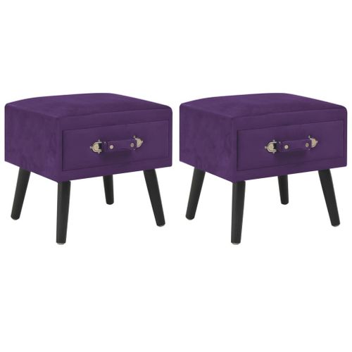 Tables De Chevet 2 Pcs Violet Foncé 40x35x40 Cm Velours