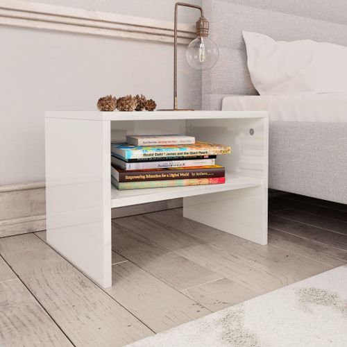 2 Pcs Tables De Chevet Blanc Brillant 40 X 30 X 30 Cm Aggloméré