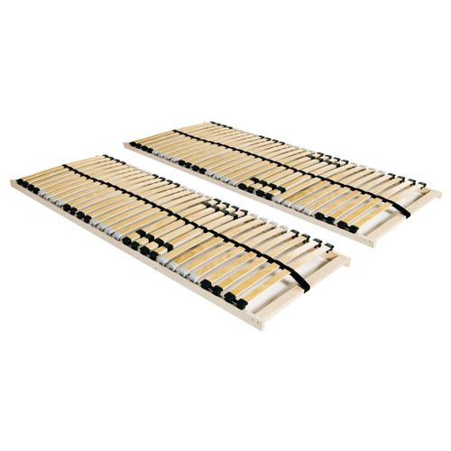 Sommiers À Lattes 2 Pcs Avec 28 Lattes 7 Zones 70x200 Cm