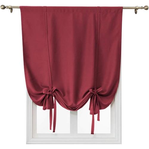 Attacher Les Stores Occultant Rideau De Fenêtre Isolant Thermique Drapé Panneau Décoration De La Maison Balloon Shades Pour Chambre (Vin Rouge, 100 X 120cm)