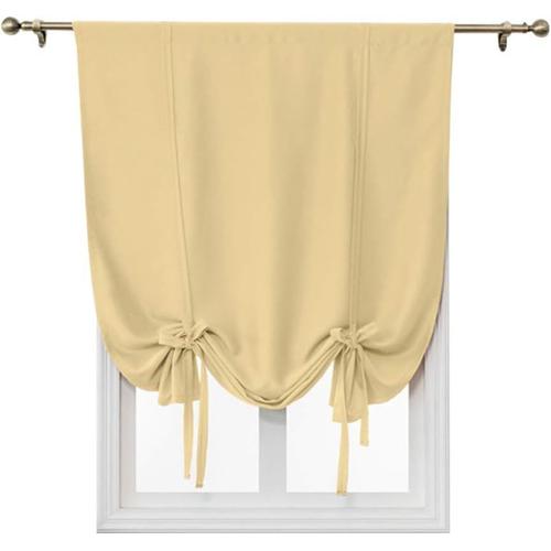 Attacher Les Stores Occultant Rideau De Fenêtre Isolant Thermique Drapé Panneau Décoration De La Maison Balloon Shades Pour Chambre (Beige, 117 X 137cm)