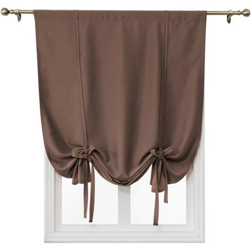 Attacher Les Stores Occultant Rideau De Fenêtre Isolant Thermique Drapé Panneau Décoration De La Maison Balloon Shades Pour Chambre (Café, 80 X 120cm)