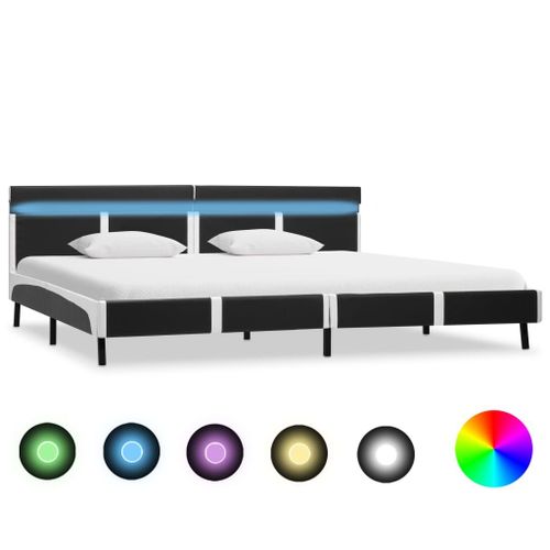 Cadre De Lit Avec Led Gris Similicuir 180 X 200 Cm