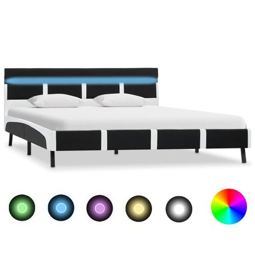 Cadre De Lit Avec Led Noir Similicuir 140 X 200 Cm