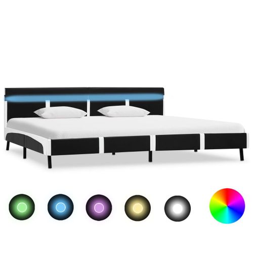 Cadre De Lit Avec Led Noir Similicuir 180 X 200 Cm
