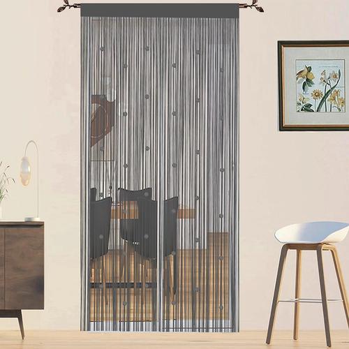 Rideau De Porte En Perles, Moustiquaire Pour Portes, Fenêtres, Cloison De Séparation De Pièces, Panneaux De Porte, De Salon, De Chambre À Coucher, De Placard (Gris, 90 X 200 Cm)