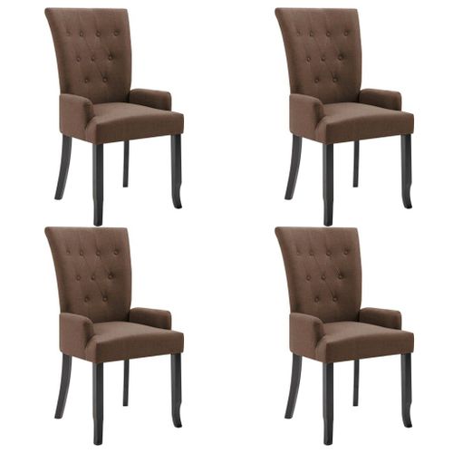 Chaise De Salle À Manger Avec Accoudoirs 4 Pcs Marron Tissu