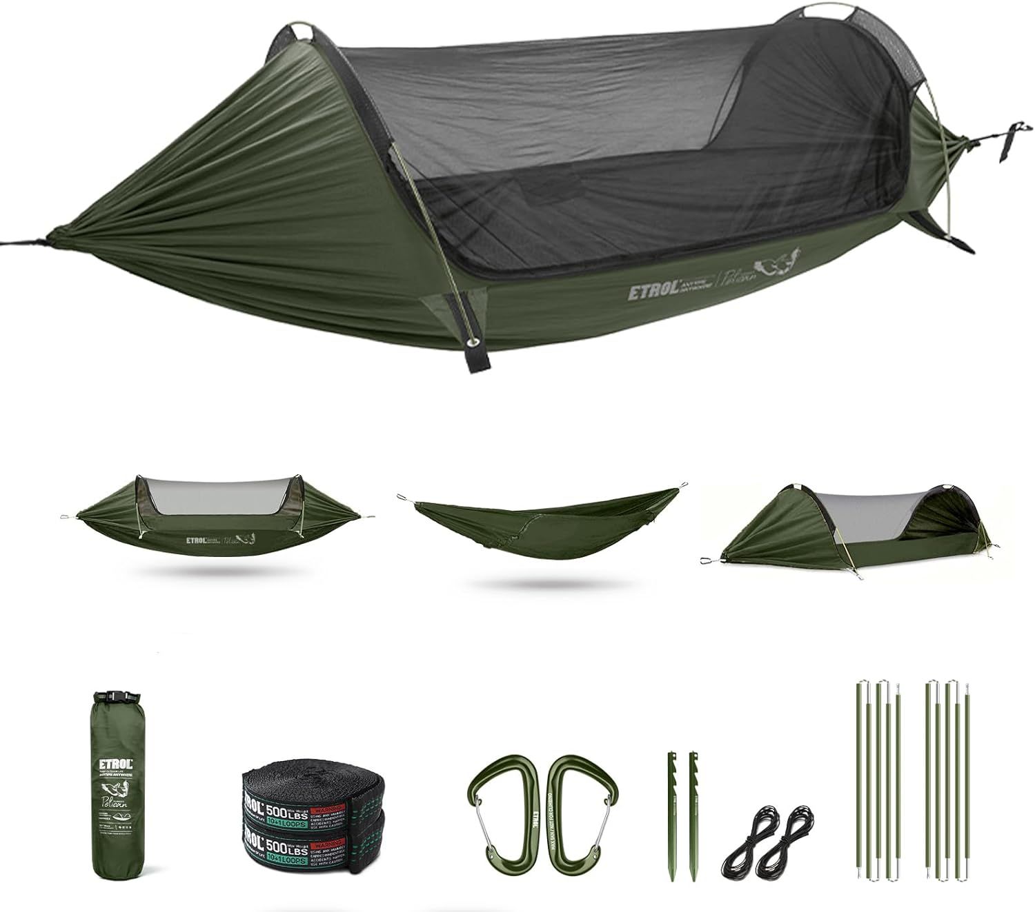 Hamac, Mise À Niveau Hamac De Camping Avec Moustiquaire, 3 Dans 1 Conception De Fonction Aluminium Portable Hamac Tent Pour Arrière-Cour, Voyage, Randonnée, Plage Et Autres Activités Extérieures