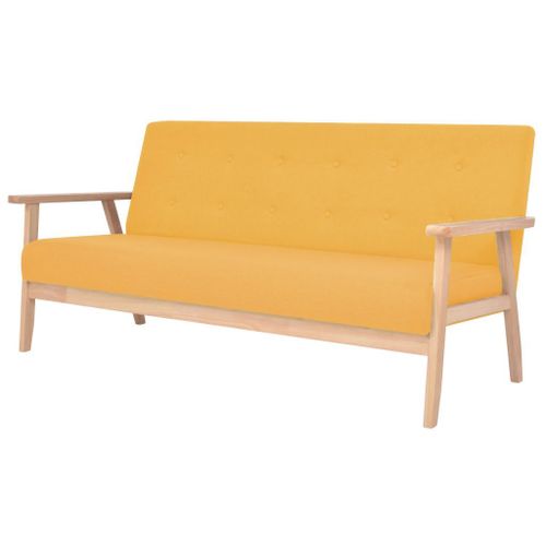 Vidaxl Canapé À 3 Places Tissu Jaune