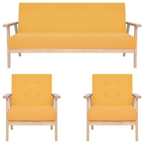 Ensemble De Canapés 3 Pcs Tissu Jaune