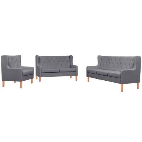 Ensemble De Canapés 3 Pcs Tissu Gris