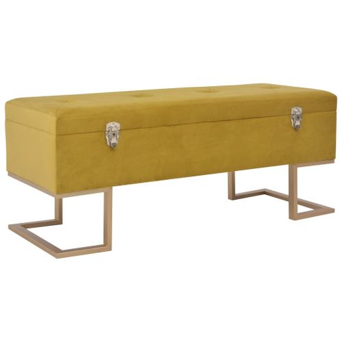 Banc Avec Compartiment De Rangement 105 Cm Moutarde Velours