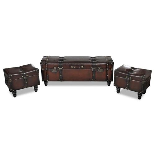 Ensemble De Bancs De Rangement 3 Pcs Marron