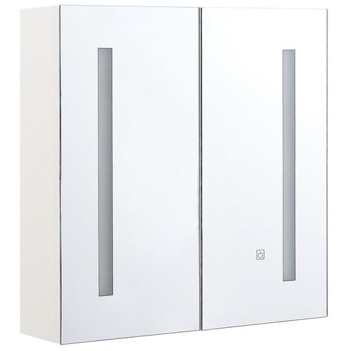 Armoire De Toilette Blanche Avec Miroir Led 60 X 60 Cm Chabunco