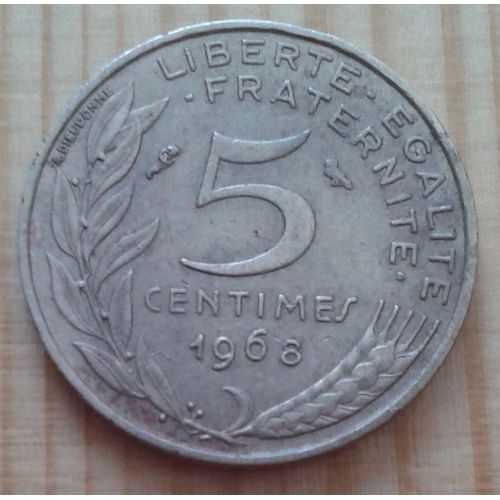 Pièce 5 Centimes De Franc 1968 Marianne Cupro-Aluminium