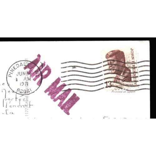 Timbre Usa États-Unis 1967 Yvert Et Tellier N°820 Tampon Air Mail Oblitéré 1971 Sur Carte Postale "Clock Tower On Bridge Street" Colorado 10,5/15,1cm