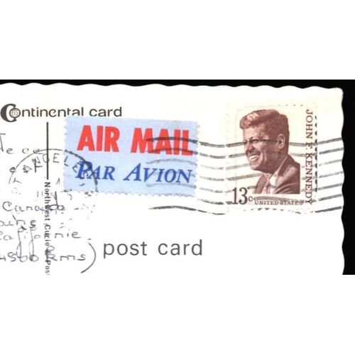Timbre Usa États-Unis 1967 Yvert Et Tellier N°820 + Vignette Air Mail Oblitéré 1971 Sur Carte Postale "Grand Coulee Dam" 10/15,2cm