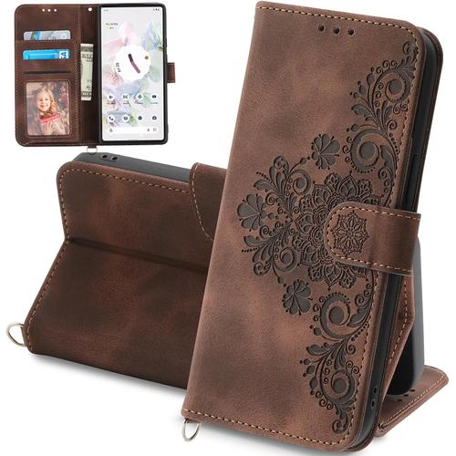 Coque Pour Samsung Galaxy S23 Ultra Housse De Portefeuille, Fentes Pour Cartes, Support Et Dragonne Etui Avec Samsung Galaxy S23 Ultra-Brun