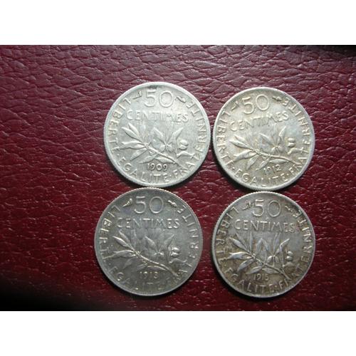 50 Centimes Argent Lot:1909-12-13-15