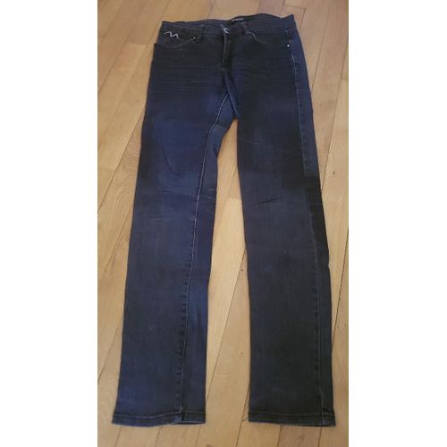 Pantalon Jean Coupe Slim Noir Avec Faux Plis Sous Poches Avant Et Derrière Genoux Modèle Cheap Monday Taille 38 Ou 18 Ans