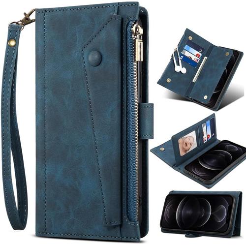 Étui Pour Samsung Galaxy Note20, [Rfid Blocage] [Stand ] Coque Portefeuille Avec Samsung Galaxy Note20-Bleu