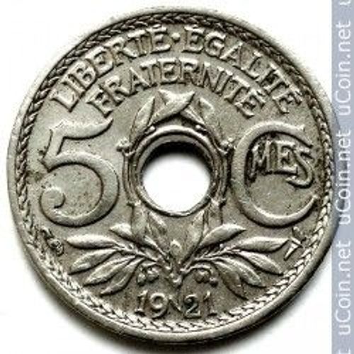 France = Pièce De 5 Centimes Type Lindauer,  Année 1921