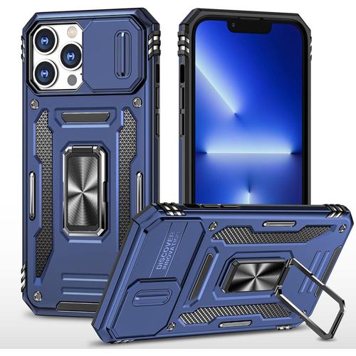 Coque Compatible Avec Iphone 12 Pro Max 6.7,Protection De La Caméra En Pc Dur Anti-Chut Renforcée Case Armor Antichoc Bumper Housse Etui,Bleu