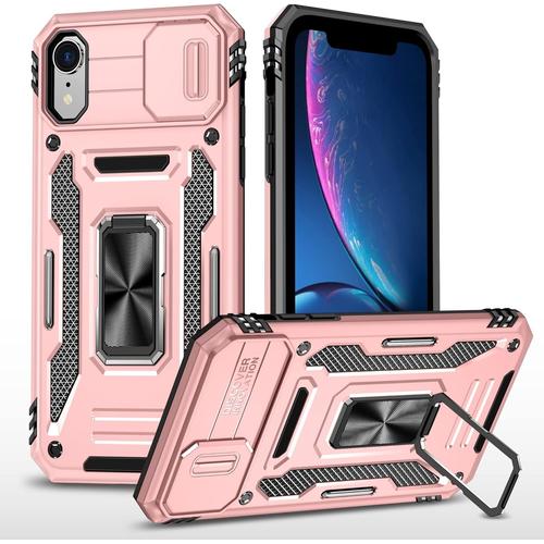 Coque Compatible Avec Iphone Xs Max 6.5,Protection De La Caméra En Pc Dur Anti-Chut Renforcée Case Armor Antichoc Bumper Housse Etui,Or Rose