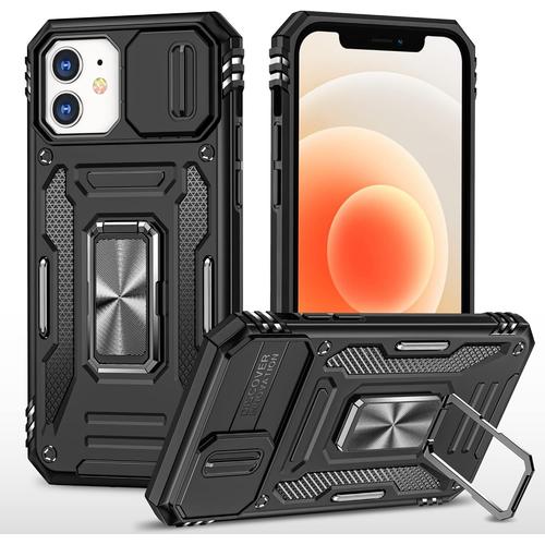 Coque Compatible Avec Iphone Xr 6.1,Protection De La Caméra En Pc Dur Anti-Chut Renforcée Case Armor Antichoc Bumper Housse Etui,Noir