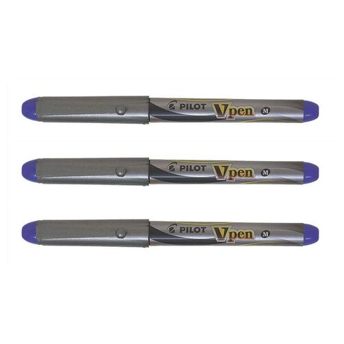 Pilot Lot De 3 Stylos Plume V-Pen Silver Pointe Moyenne Violet