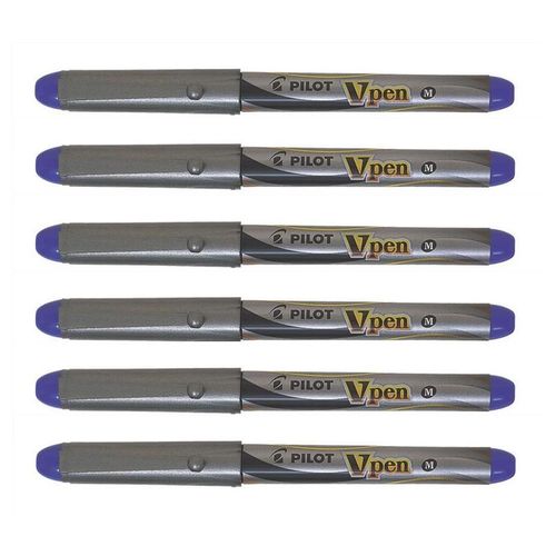 Pilot Lot De 6 Stylos Plume V-Pen Silver Pointe Moyenne Violet