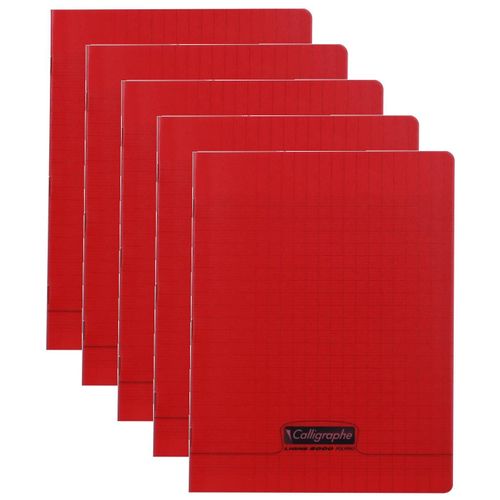 Calligraphe Lot De 5 Cahiers Piqu¿ Polypro 17x22 Cm 96 P S¿Y¿S 90g Rouge