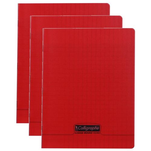 Calligraphe Lot De 3 Cahiers Piqu¿ Polypro 17x22 Cm 96 P S¿Y¿S 90g Rouge