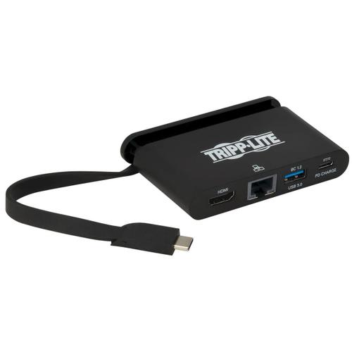 Tripp Lite Convertisseur d'adaptateur de station d'accueil USB C 4K avec HDMI Gigabit Ethernet Hub USB-A et charge PD compatible Thunderbolt 3 - Station d'accueil - USB-C 3.1 - HDMI - 1GbE