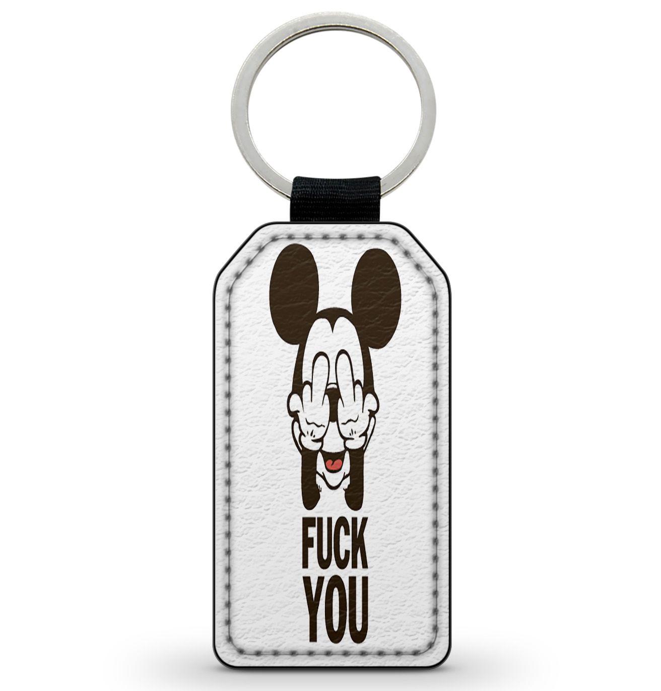 Porte-Cles Clefs Keychain Simili Cuir Fuck You Mickey Disney