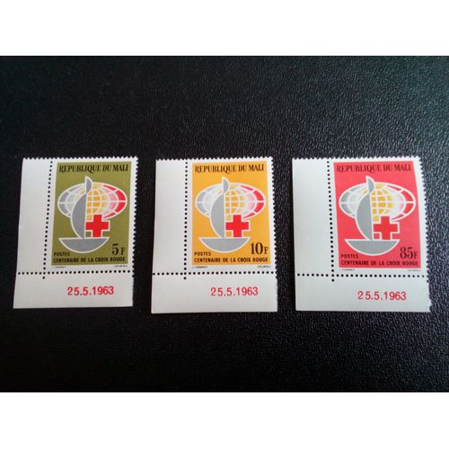 Timbre Mali Yt 54 - 55 - 56 Séries: Centenaire De La Croix-Rouge 1963 ( 030404 )