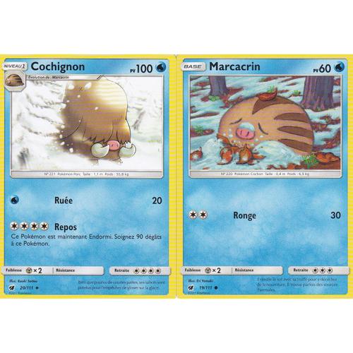 2 Cartes Pokemon - Cochignon 20/111 Et Marcacrin 19/111 - Soleil Et Lune 4 Invasion Carmin