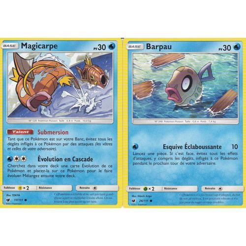 2 Cartes Pokemon - Magicarpe 17/111 Et Barpau 26/111 - Soleil Et Lune 4 Invasion Carmin
