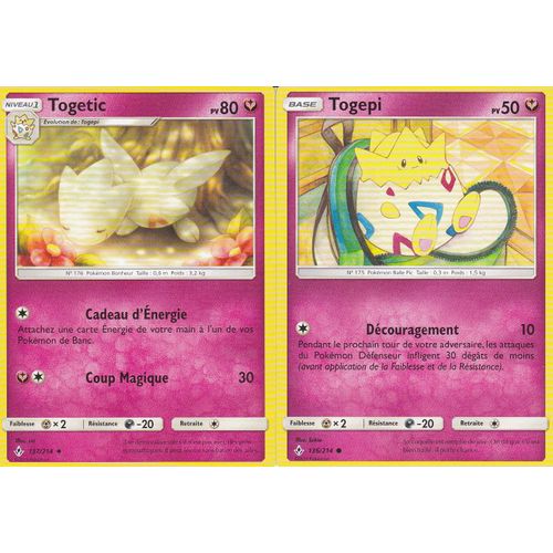 2 Cartes Pokemon - Togetic 137/214 Et Togepi 136/214 - Soleil Et Lune 10 Alliance Infaillible