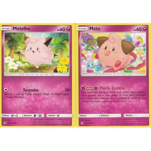 2 Cartes Pokemon - Melo 131/214 Et Melofee 132/214 - Soleil Et Lune 10 Alliance Infaillible