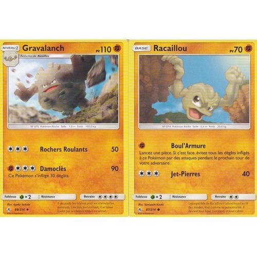 2 Cartes Pokemon - Gravalanch 88/214 Et Racaillou 87/214 - Soleil Et Lune 10 Alliance Infaillible