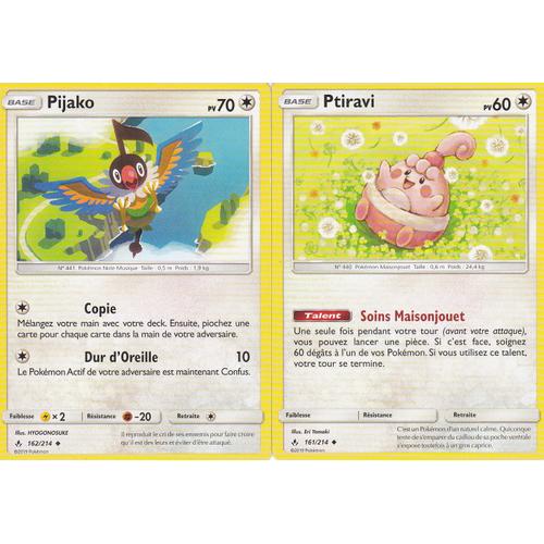 2 Cartes Pokemon - Ptiravi 161/214 Et Pijako 162/214 - Soleil Et Lune 10 Alliance Infaillible