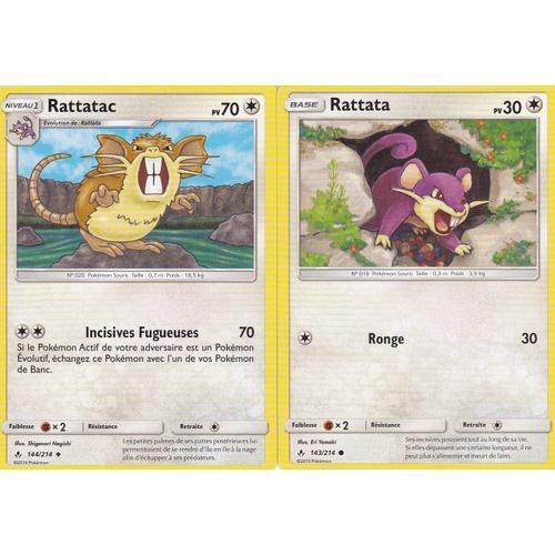 2 Cartes Pokemon - Rattatac 144/214 Et Rattata 143/214 - Soleil Et Lune 10 Alliance Infaillible