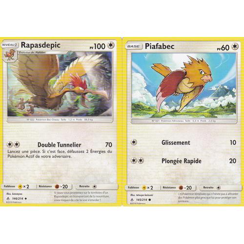 2 Cartes Pokemon - Rapasdepic 146/214 Et Piafabec 145/214 - Soleil Et Lune 10 Alliance Infaillible