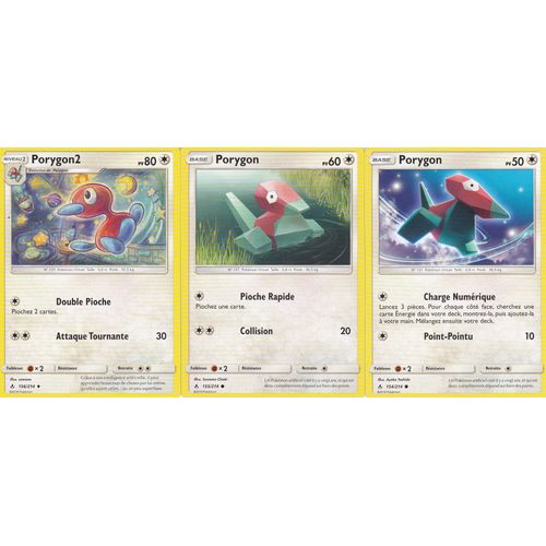 3 Cartes Pokemon - Porygon2 156/214 - Porygon 155/214 - Porygon 154/214 - Soleil Et Lune 10 Alliance Infaillible