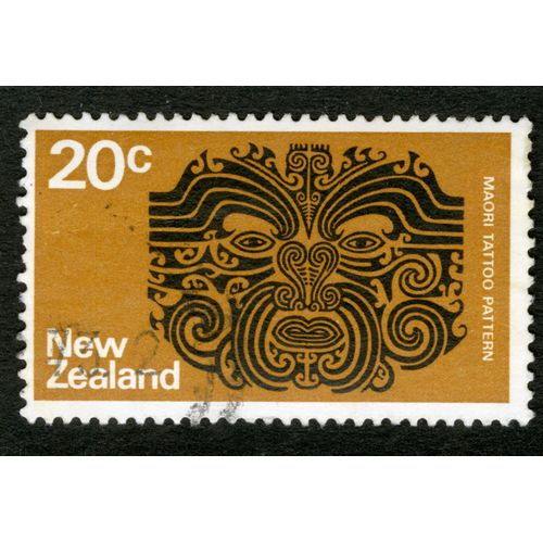Timbre Oblitéré New Zealand, Maori Tattoo Pattern, 20c