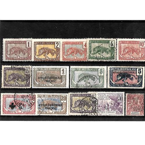 Congo Et Moyen Congo-Lot De 14 Timbres Oblitérés-Très Bon Etat