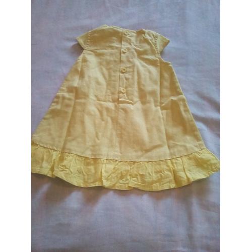 Robe Manches Courtes Tissu Jaune Cocoon 3 Mois Boutons Dos